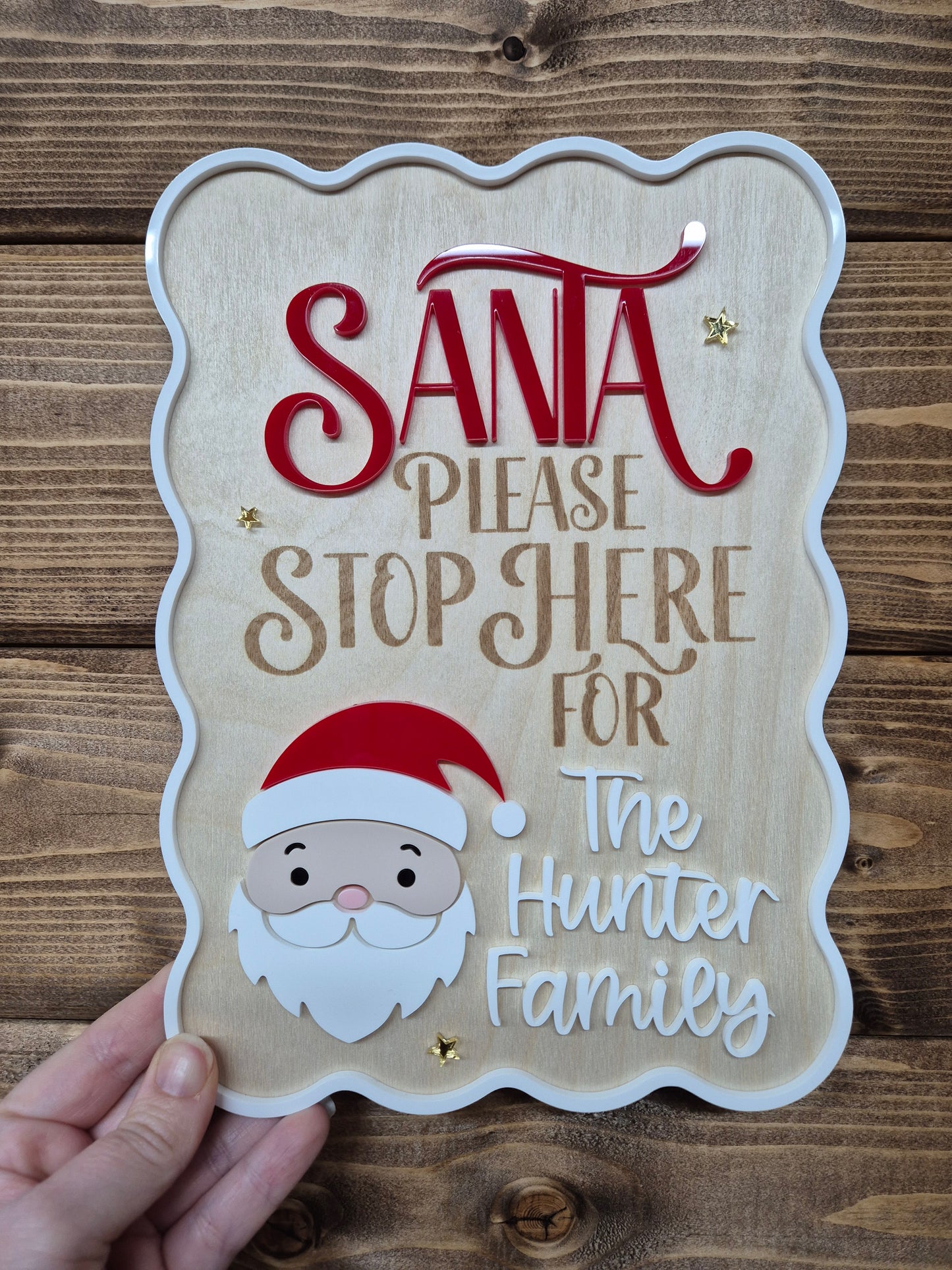 Christmas Traditions Santa Please Stop Here Sign - Personalised Retro Plaque