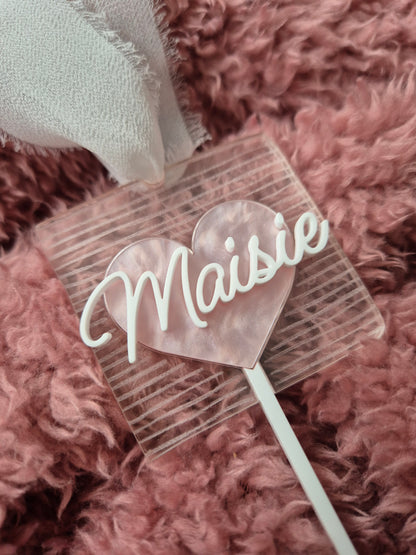 Personalised Valentine's Heart Lollipop Sucker Basket Name Tag