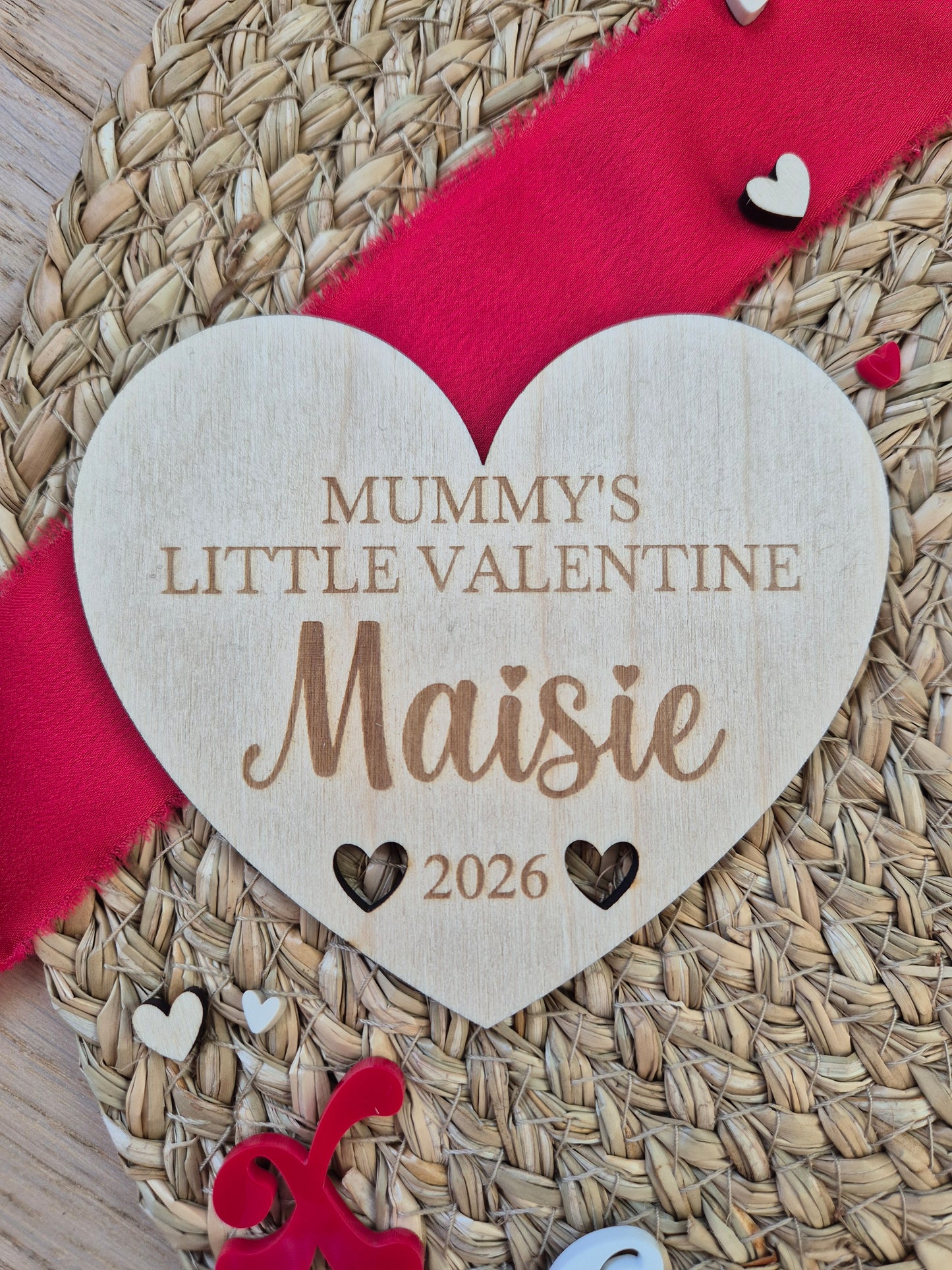 Little Valentine's Engraved Wooden Heart or Disc - Personalised Milestone Photo Prop Keepsake