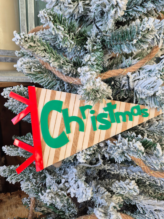 Christmas Retro Acrylic and Wooden Pennant