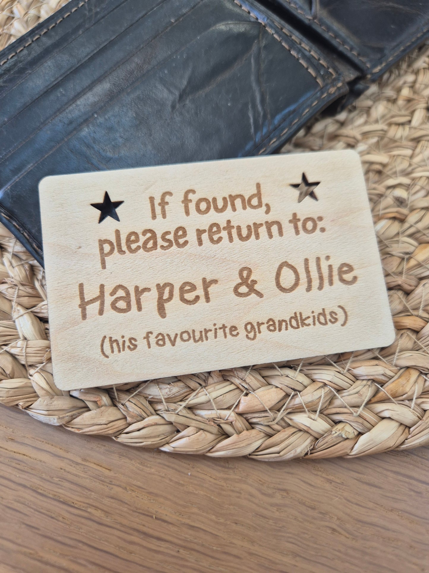 Lost Grandpa Joke Gift - Personalised Wooden Wallet Card