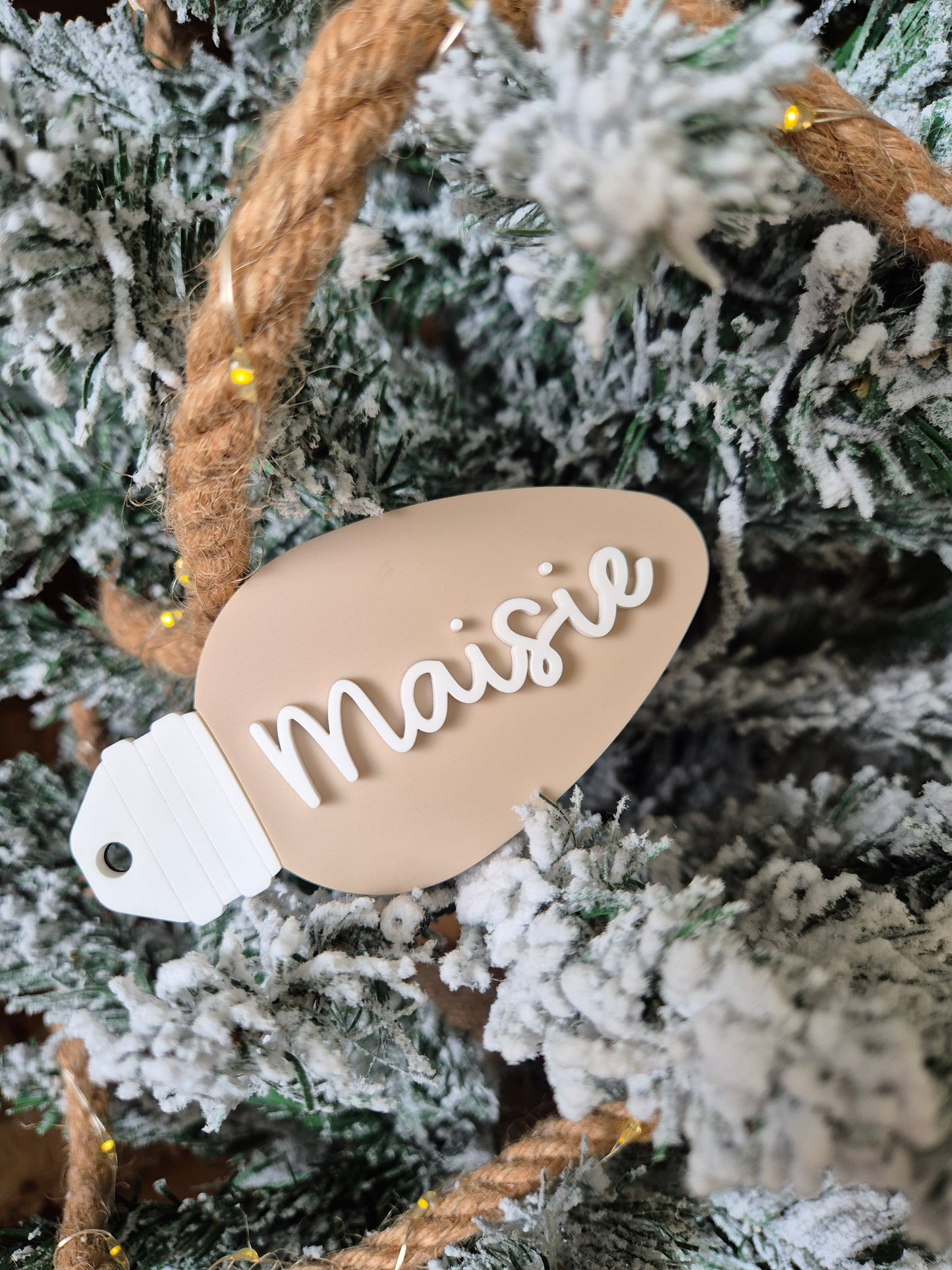 Christmas Lightbulb Hanging Ornament - Personalised Name Gift Tag