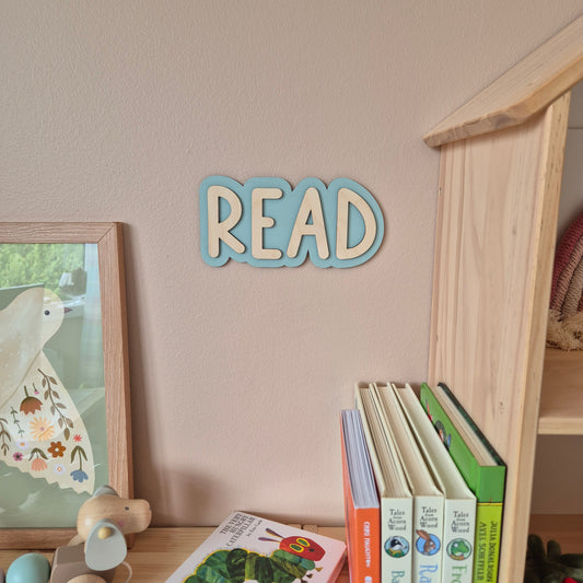 Double Layer 'Read' Wall Sign - Hand-painted Wooden Phrase