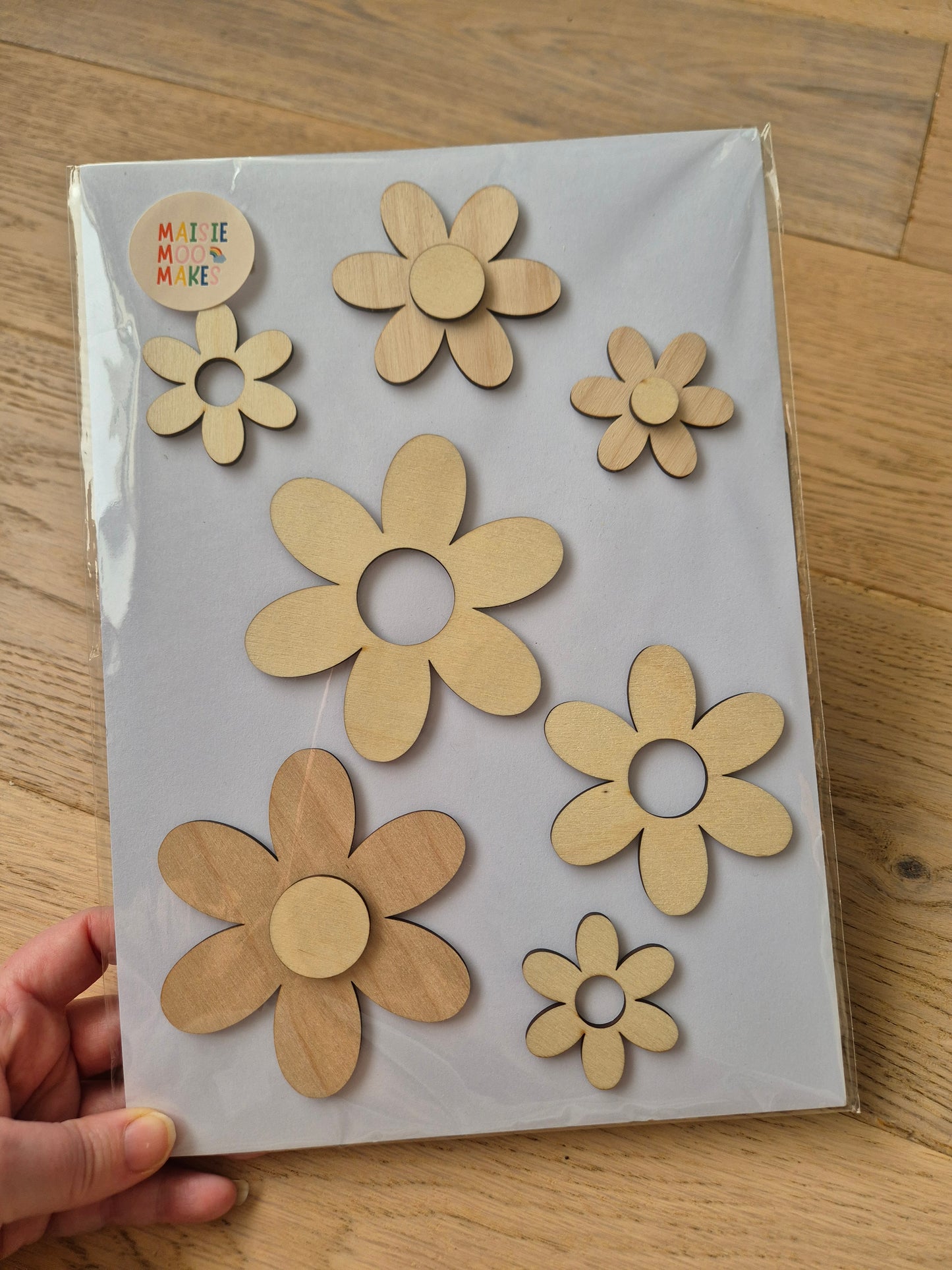 Set of 7 Wooden Daisies - Retro Flower Wall Shapes