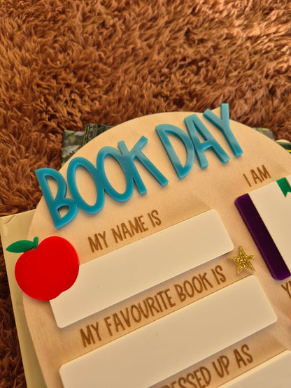 Book Day Acrylic Writable Board - School Reading Day Reusable Wooden Sign