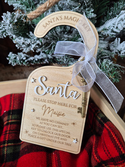 Christmas Traditions Santa's Magic Key Door Hanger - Personalised Santa Stop Here Sign