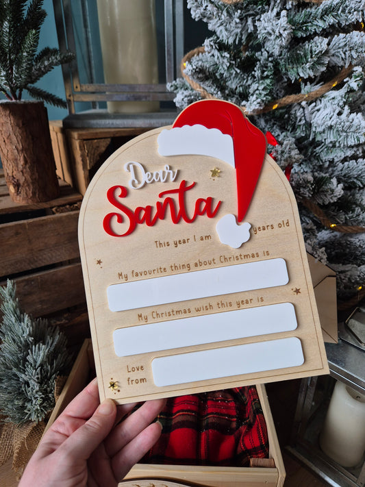 Christmas Traditions Dear Santa Wish List Board - Wooden and Acrylic Photo Prop