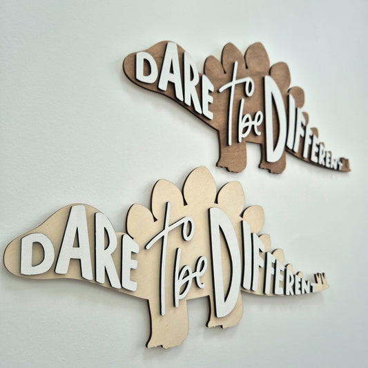 'Dare to be Different' DinoRAWR Wall Sign – Bold Dinosaur Room Decor