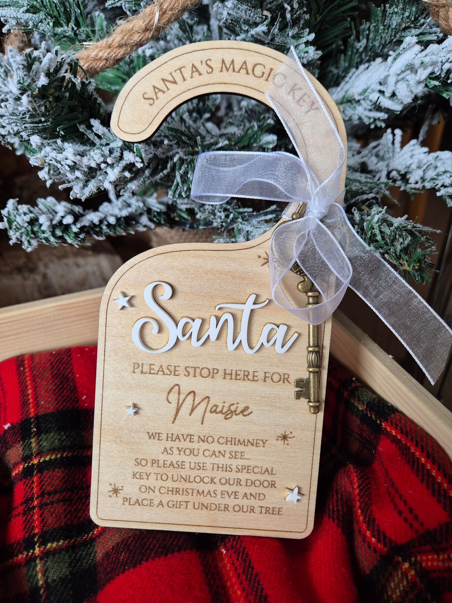 Christmas Traditions Santa's Magic Key Door Hanger - Personalised Santa Stop Here Sign