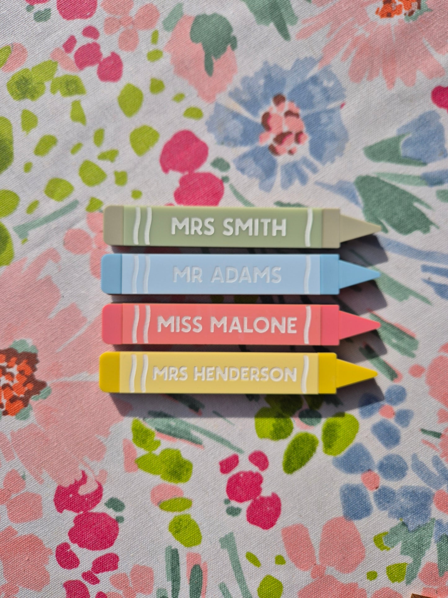 Set of 4 Personalised Retro Crayon Magnets - Custom Colour Acrylic and Wooden Gift