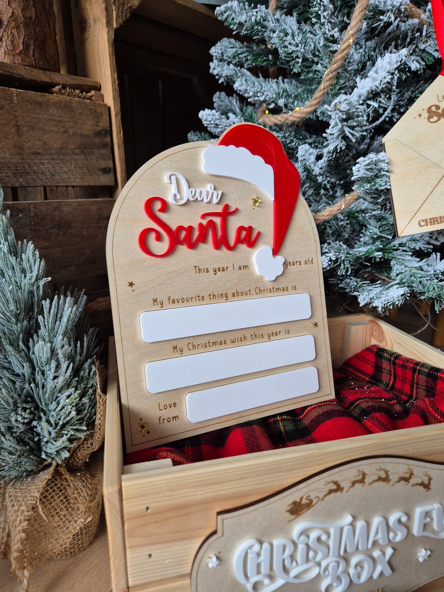 Christmas Traditions Dear Santa Wish List Board - Wooden and Acrylic Photo Prop