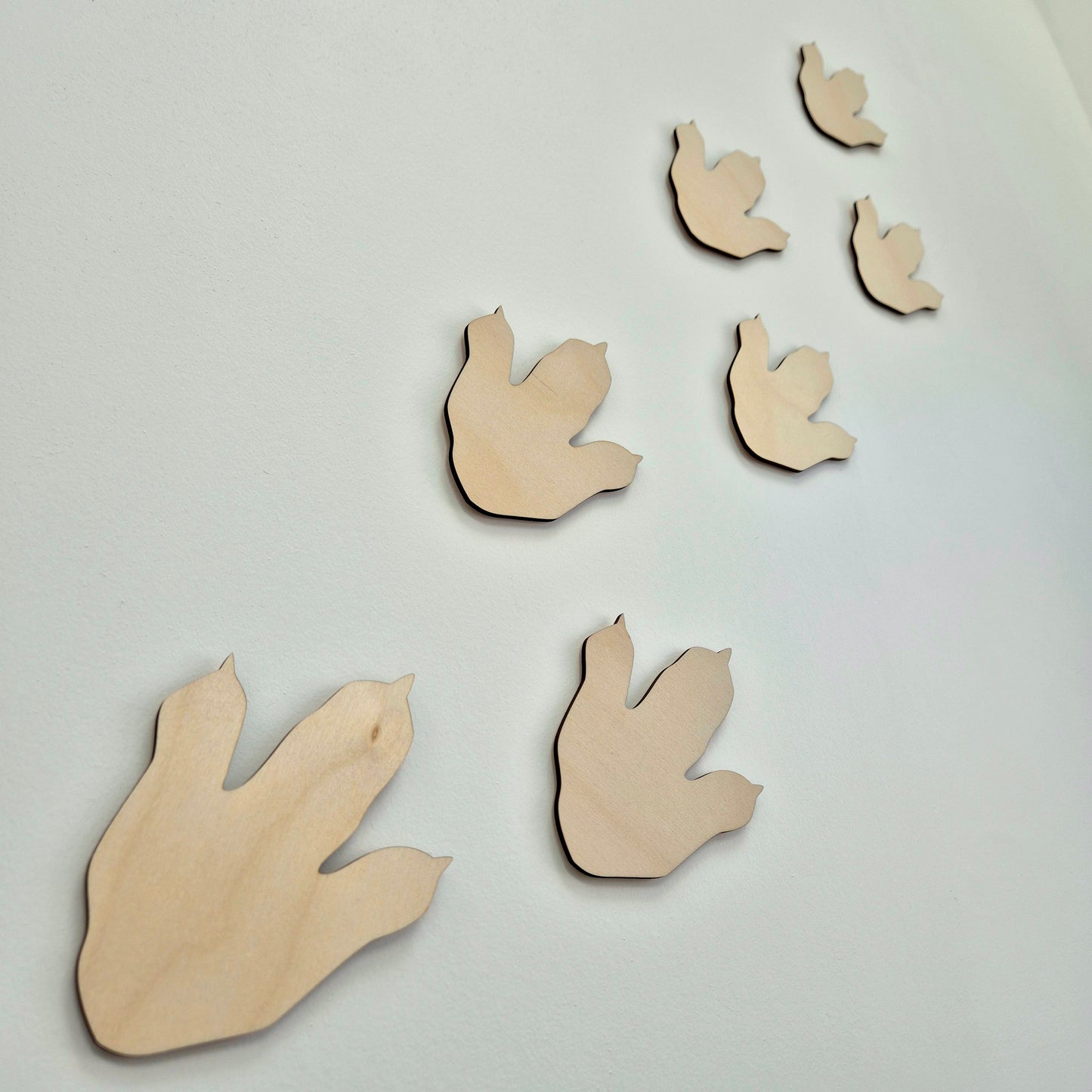 Dinosaur Footprint Wall Decals – Set of 7 Large Wooden Dino Feet Shapes