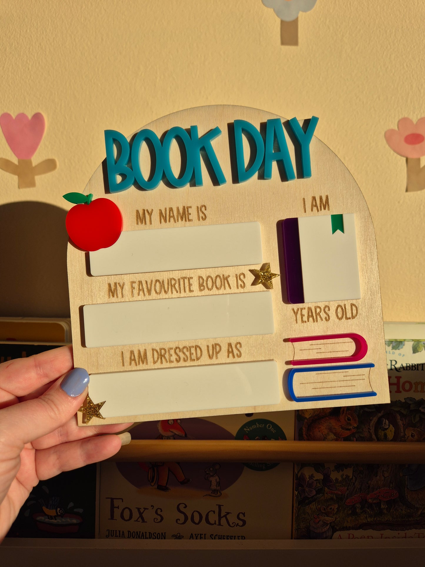 Book Day Acrylic Writable Board - School Reading Day Reusable Wooden Sign