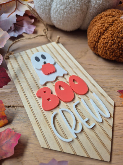 Boo Crew Hanging Sign - Acrylic Pinstripe Banner